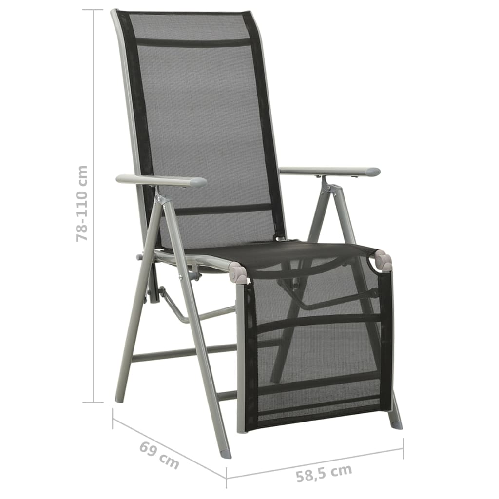 Nagibne vrtne stolice 2 kom od tekstilena i aluminija srebrne