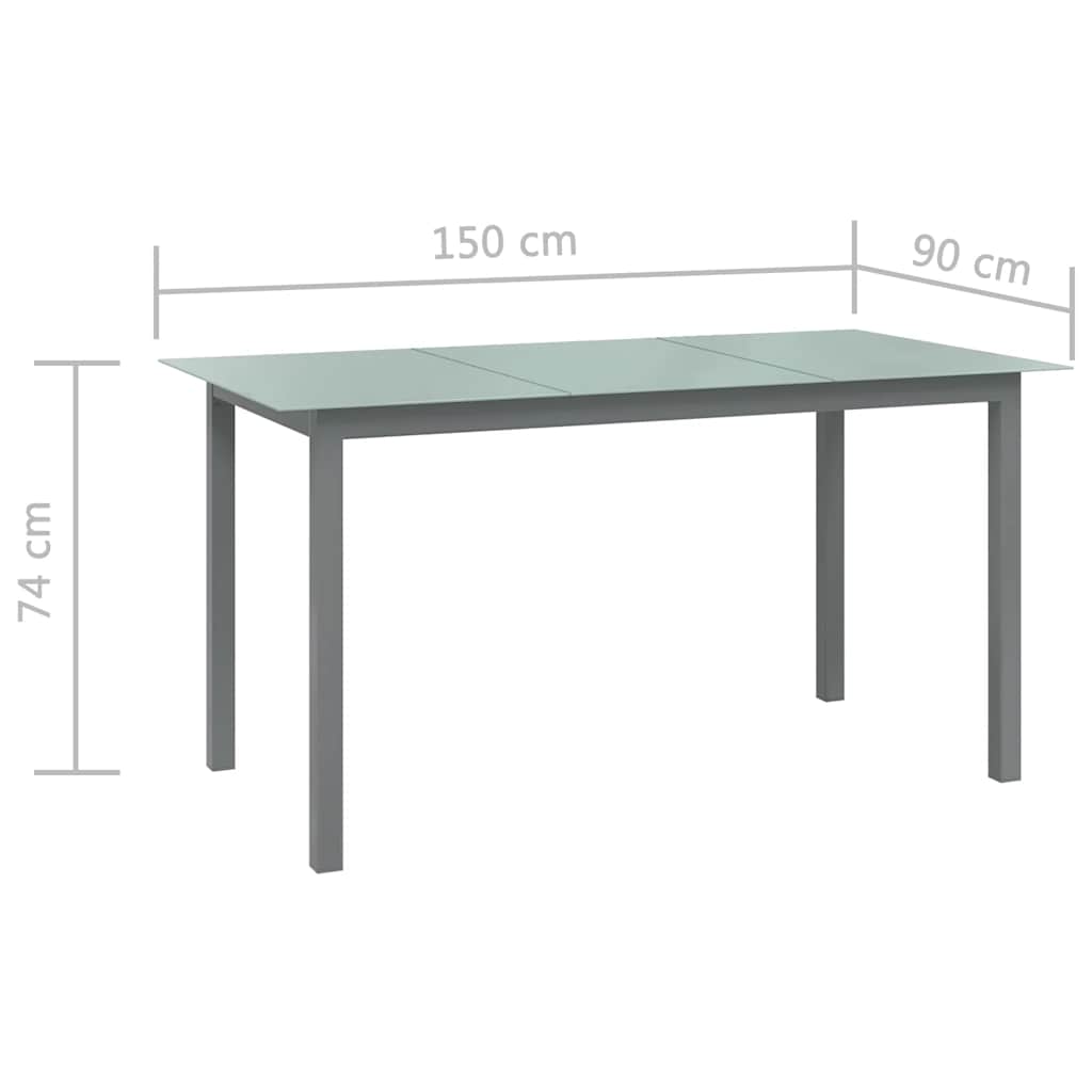 Vrtni stol svjetlosivi 150 x 90 x 74 cm od aluminija i stakla