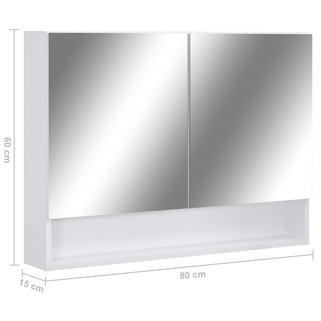 LED kupaonski ormarić s ogledalom bijeli 80 x 15 x 60 cm MDF