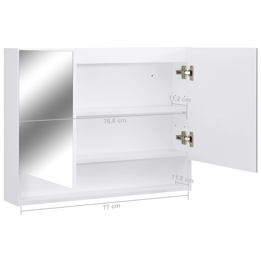 LED kupaonski ormarić s ogledalom bijeli 80 x 15 x 60 cm MDF