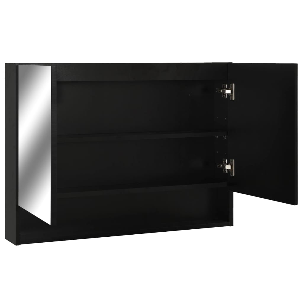 LED kupaonski ormarić s ogledalom crni 80 x 15 x 60 cm MDF