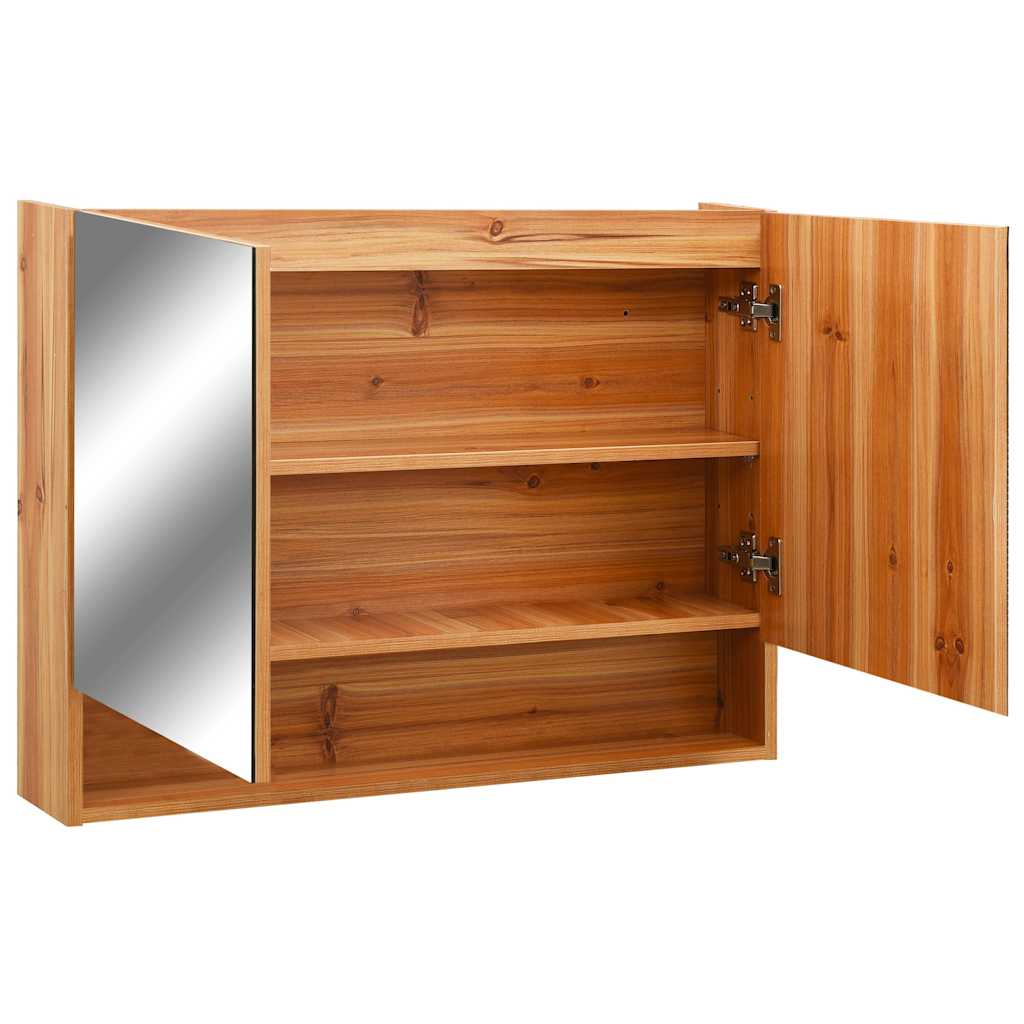 LED kupaonski ormarić s ogledalom boja hrasta 80x15x60 cm MDF