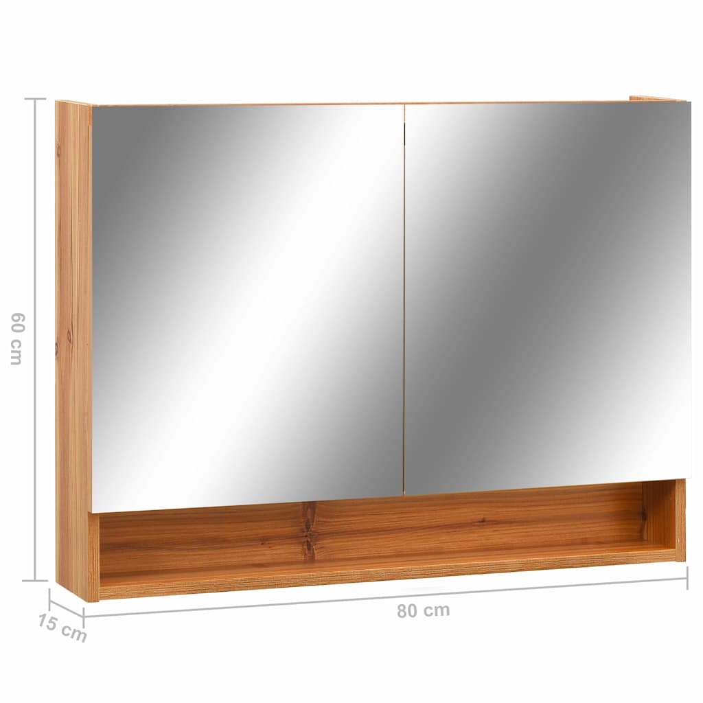 LED kupaonski ormarić s ogledalom boja hrasta 80x15x60 cm MDF