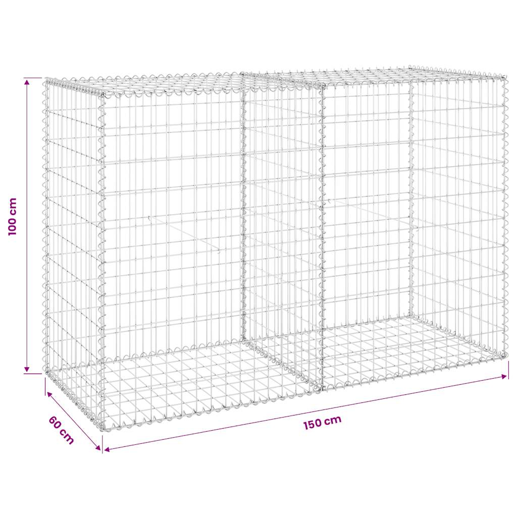 Gabionski zid s poklopcima od pocinčanog čelika 150x60x100 cm