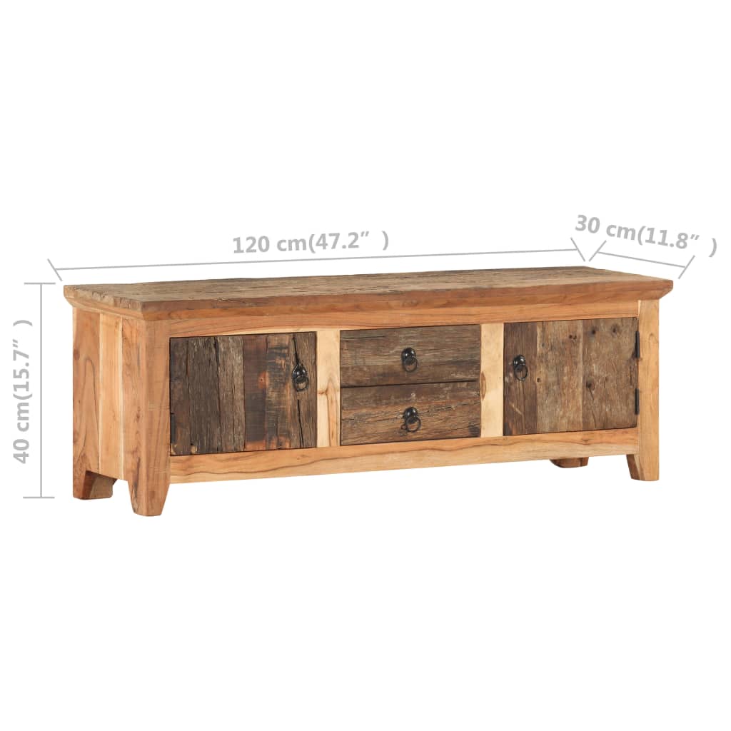 TV ormarić 120 x 30 x 40 cm masivno bagremovo i obnovljeno drvo