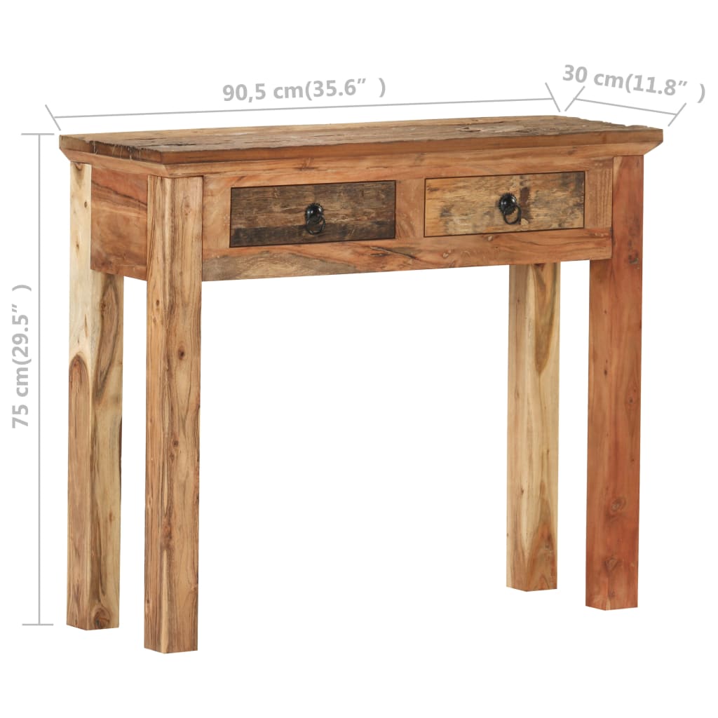 Konzolni stol 90,5x30x75 cm masivno bagremovo i obnovljeno drvo