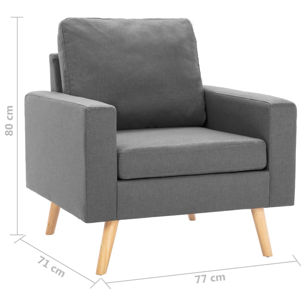 2-dijelni set sofa od tkanine svjetlosivi