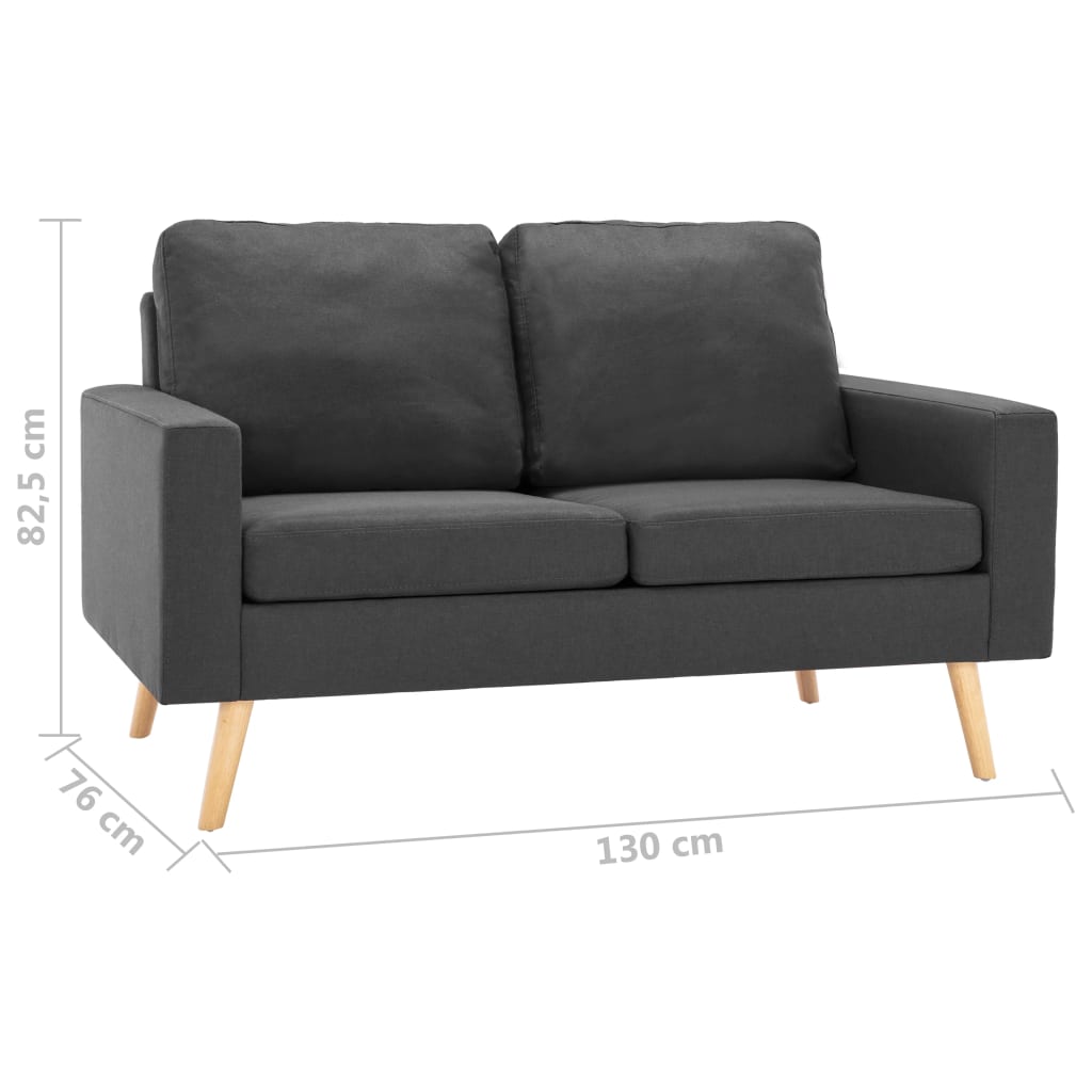 2-dijelni set sofa od tkanine tamnosivi
