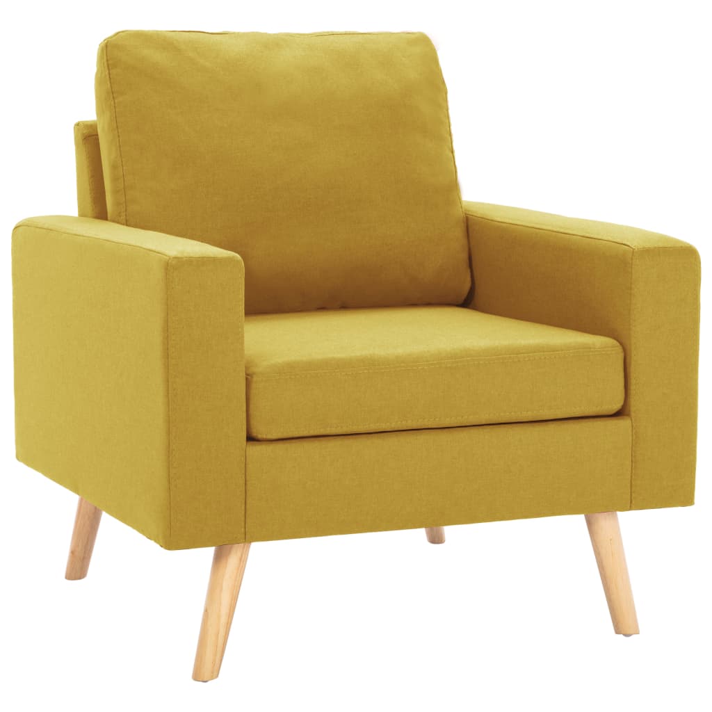 2-dijelni set sofa od tkanine žuti