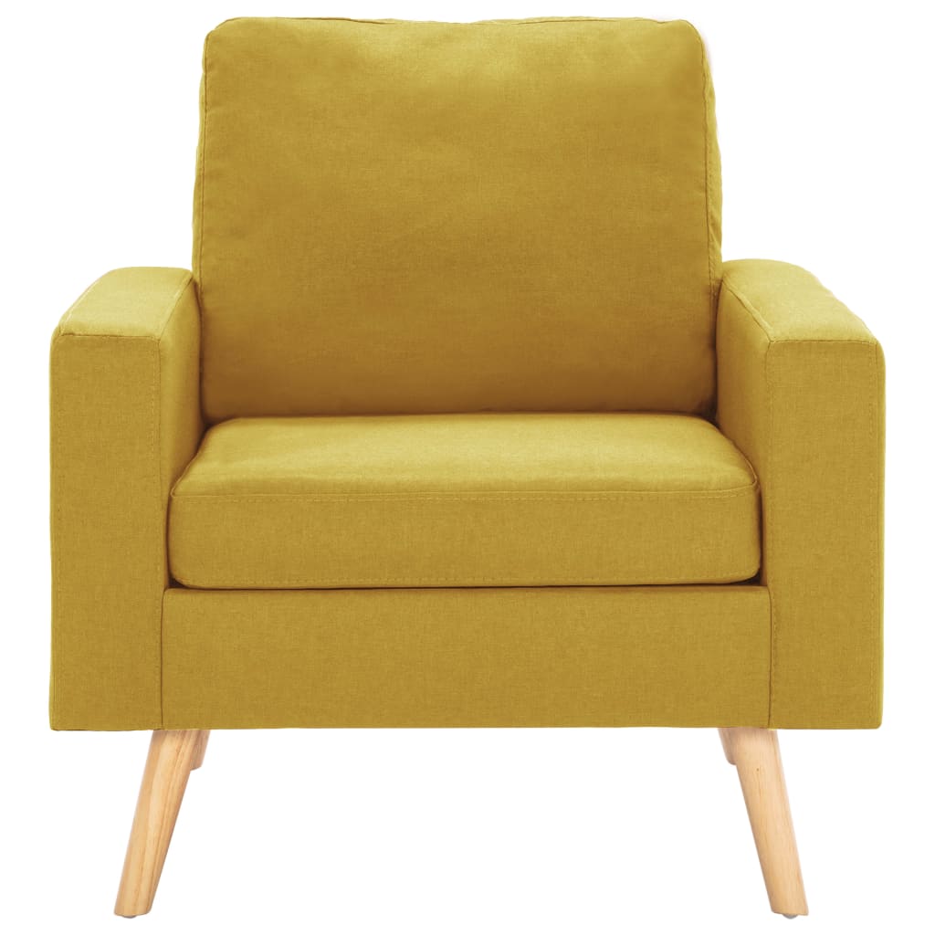 2-dijelni set sofa od tkanine žuti