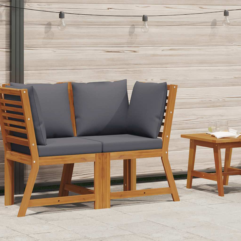 Modularna kutna sofa s tamnosivim jastucima bagremovo drvo
