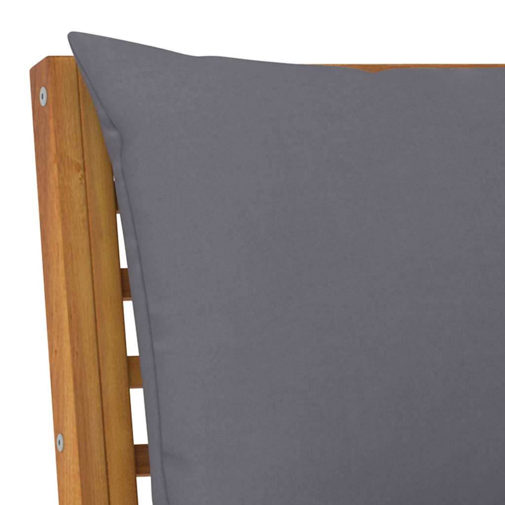 Modularna srednja sofa s tamnosivim jastucima bagremovo drvo