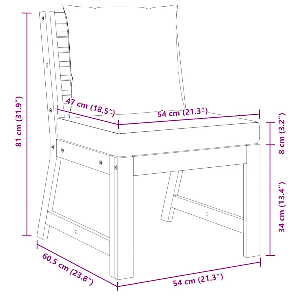 Modularna srednja sofa s tamnosivim jastucima bagremovo drvo