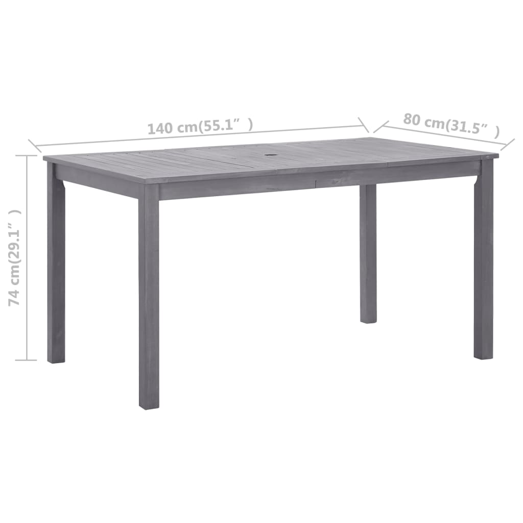 Vrtni stol sivi isprani 140 x 80 x 74 cm masivno bagremovo drvo