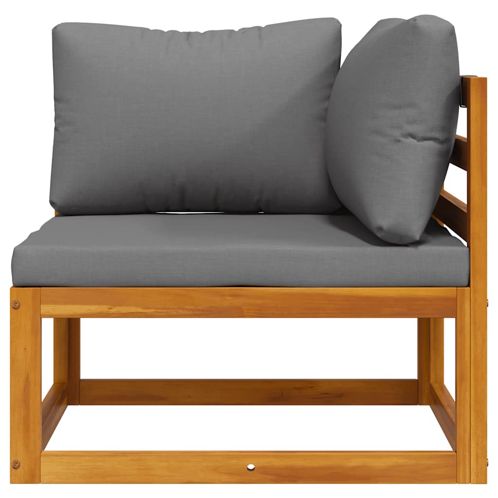 Modularna kutna sofa i tamnosivi jastuci masivno bagremovo drvo