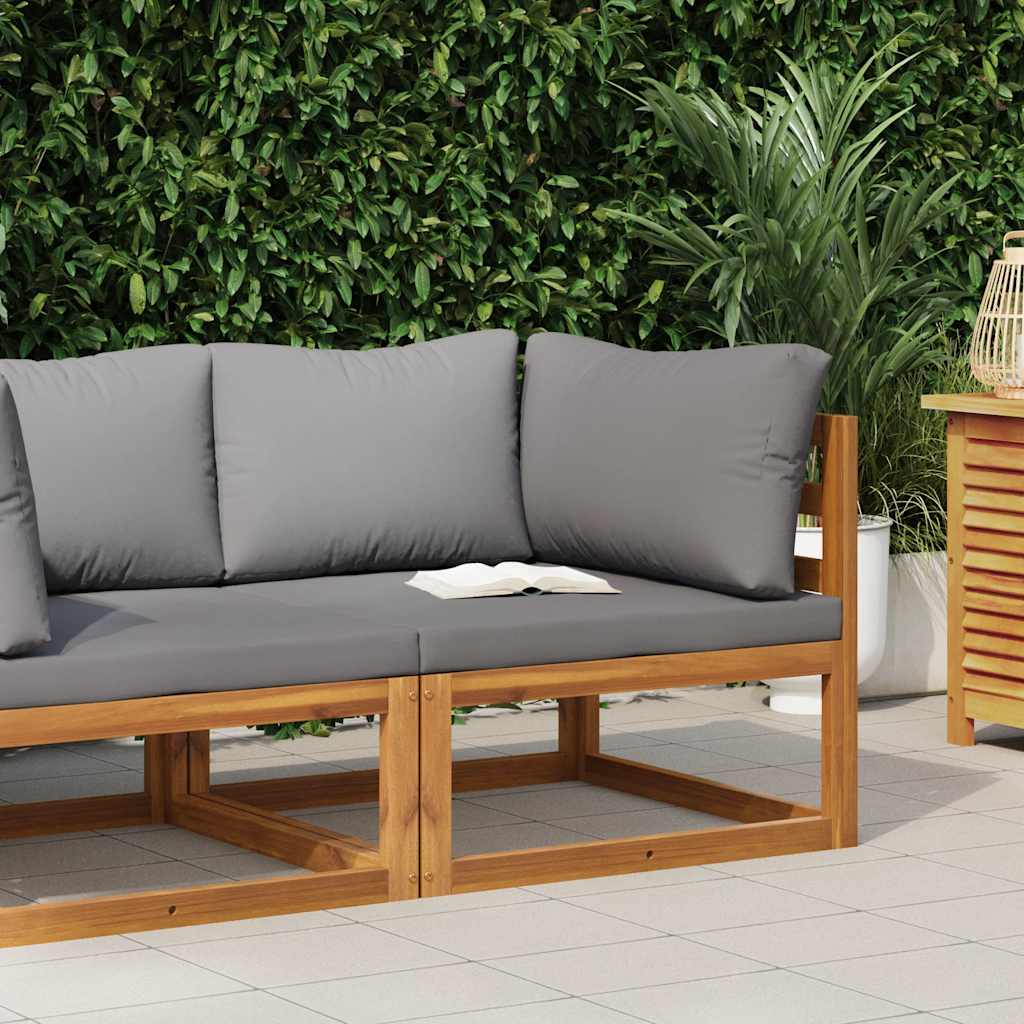Modularna kutna sofa i tamnosivi jastuci masivno bagremovo drvo