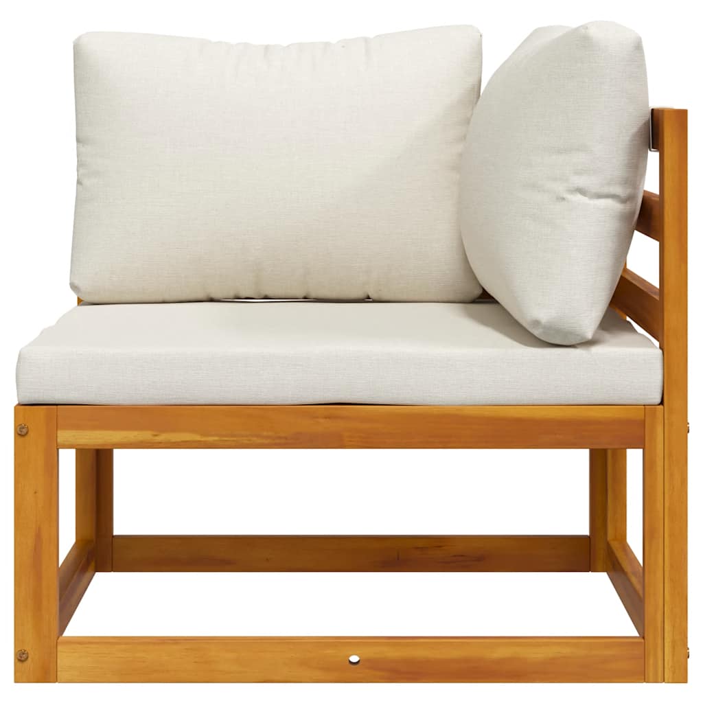 Modularna kutna sofa i krem bijeli jastuci bagremovo drvo