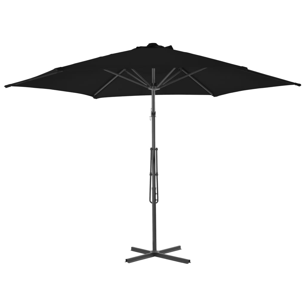 Vrtni suncobran s čeličnim stupom 300 x 230 cm crni