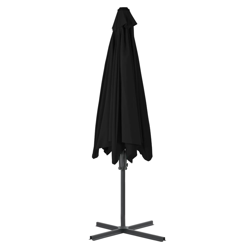 Vrtni suncobran s čeličnim stupom 300 x 230 cm crni