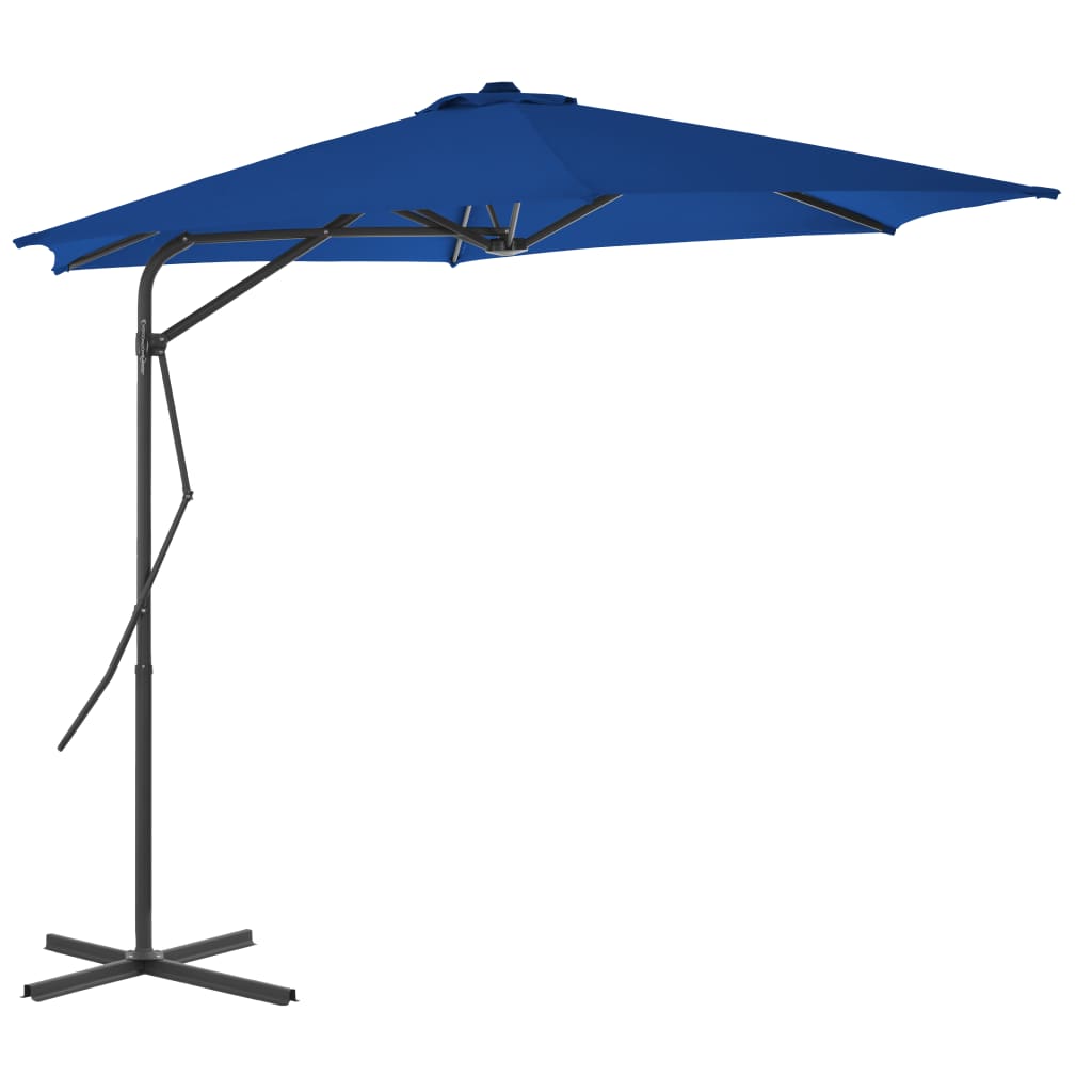 Vrtni suncobran s čeličnim stupom 300 x 230 cm plavi