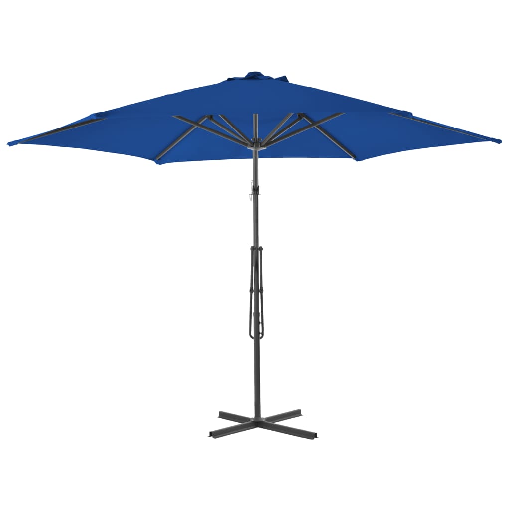 Vrtni suncobran s čeličnim stupom 300 x 230 cm plavi