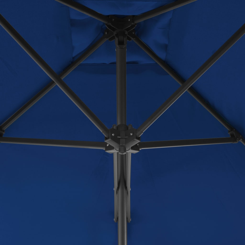 Vrtni suncobran s čeličnim stupom 300 x 230 cm plavi