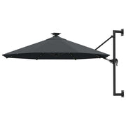 Zidni vrtni suncobran s LED svjetlima 300 cm antracit