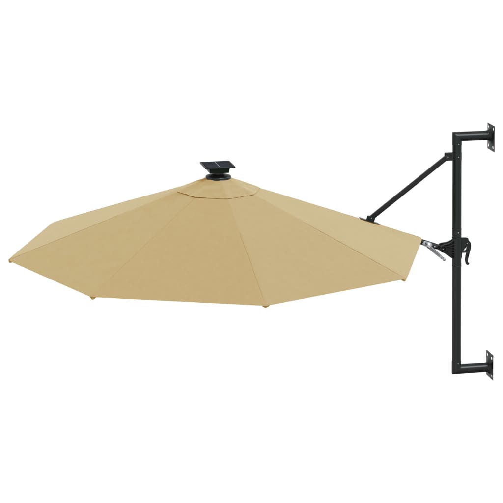 Zidni vrtni suncobran s LED svjetlima 300 cm smeđesivi