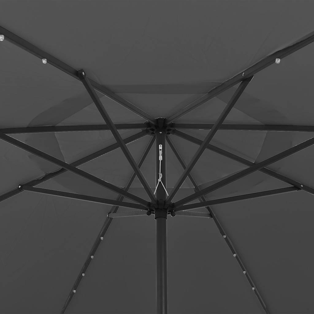 Vrtni suncobran s LED svjetlima 400 cm antracit