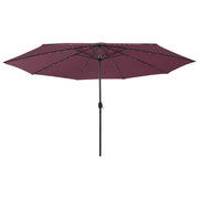 Vrtni suncobran s LED svjetlima 400 cm bordo