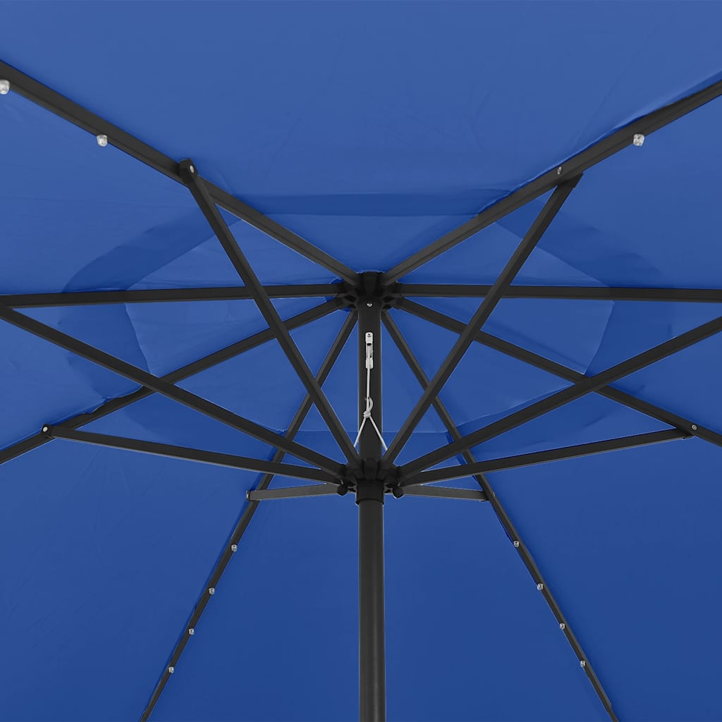 Vrtni suncobran s LED svjetlima 400 cm azurnoplavi