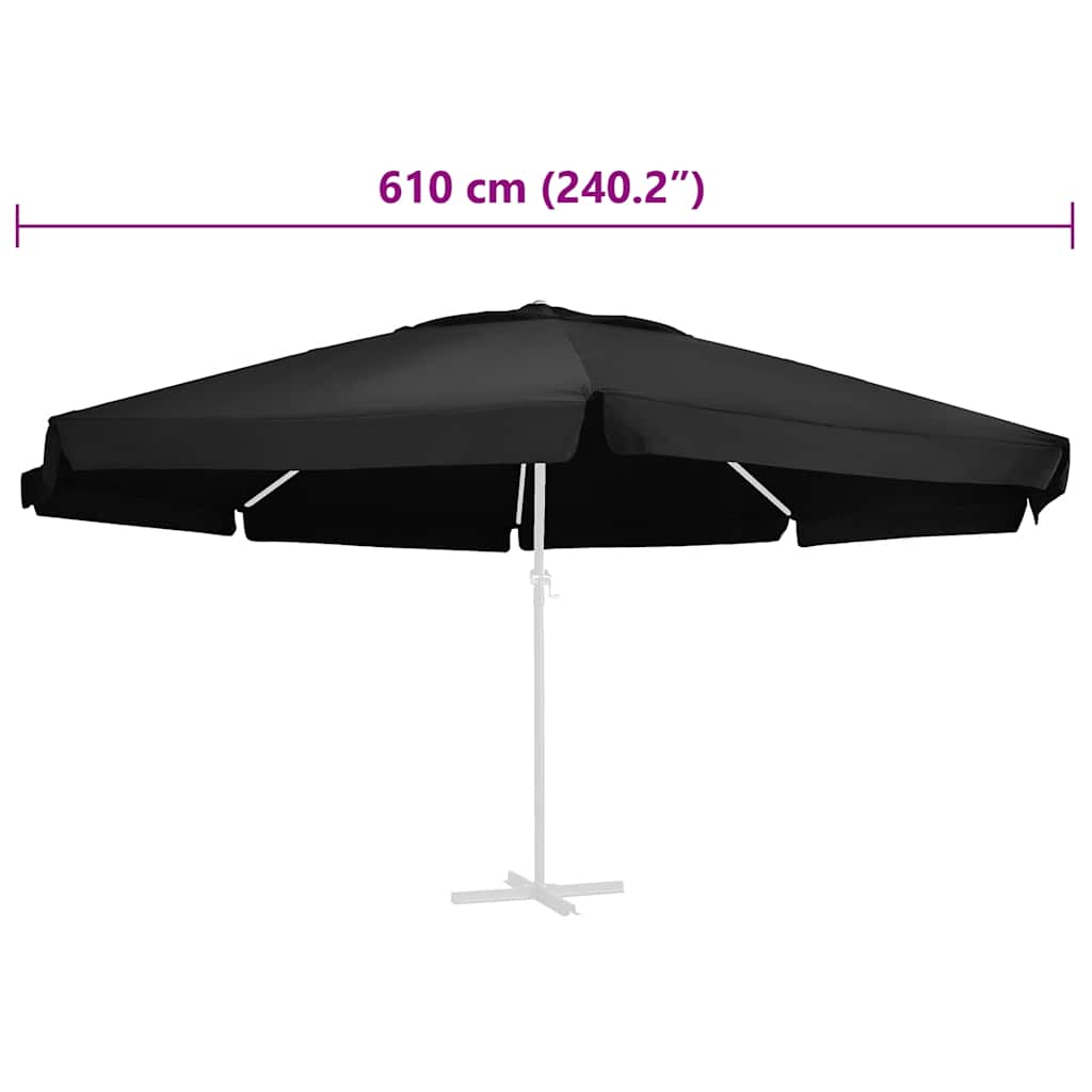 Zamjenska tkanina za vrtni suncobran crna 610 cm