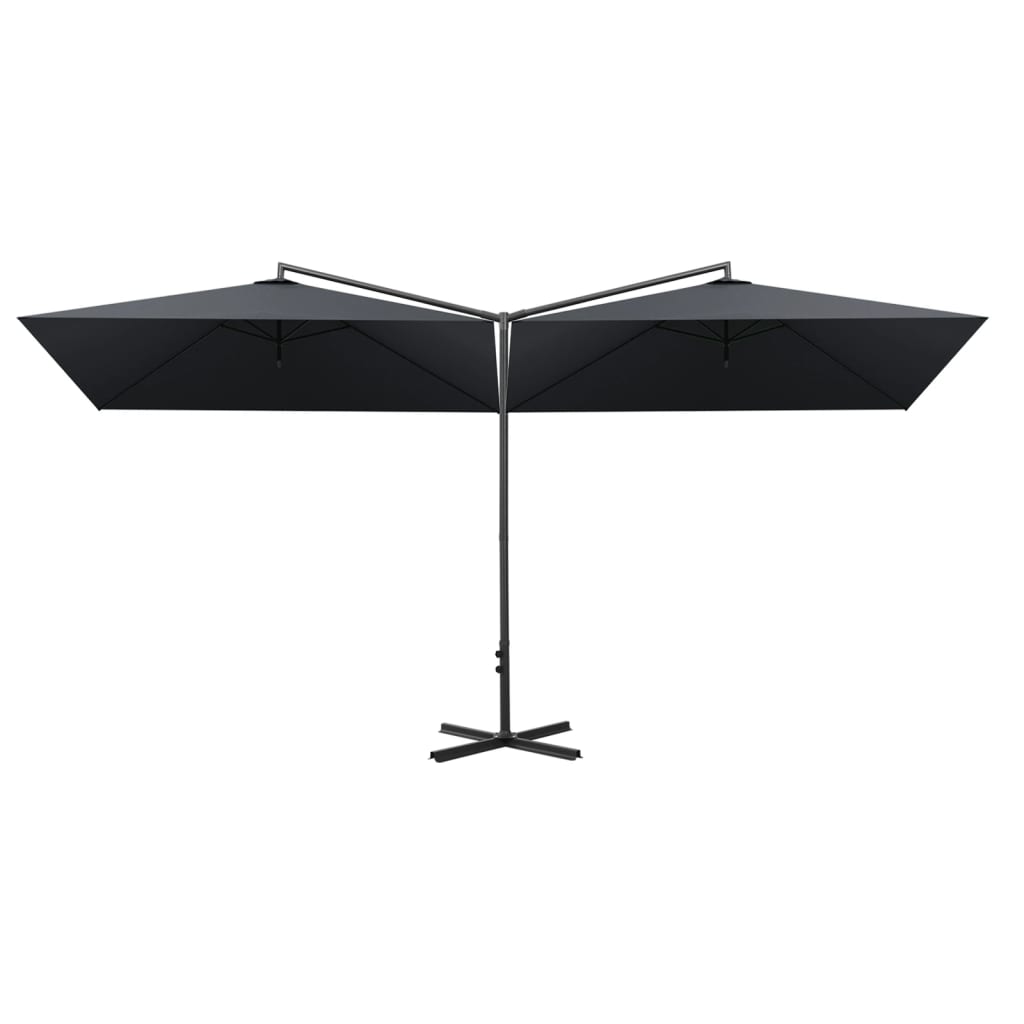 Dvostruki vrtni suncobran s čeličnim stupom 600x300 cm antracit