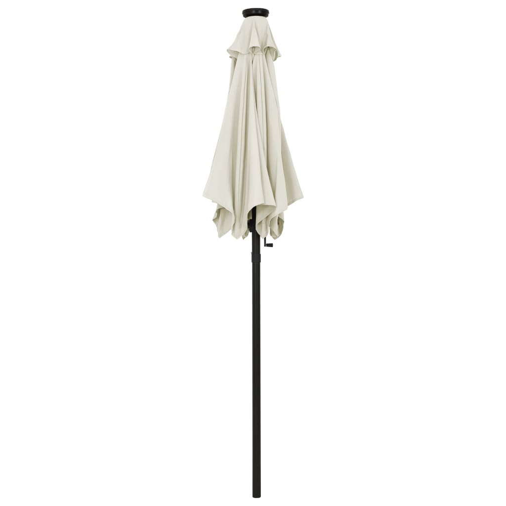 Vrtni suncobran LED boja pijeska 200 x 211 cm aluminijski