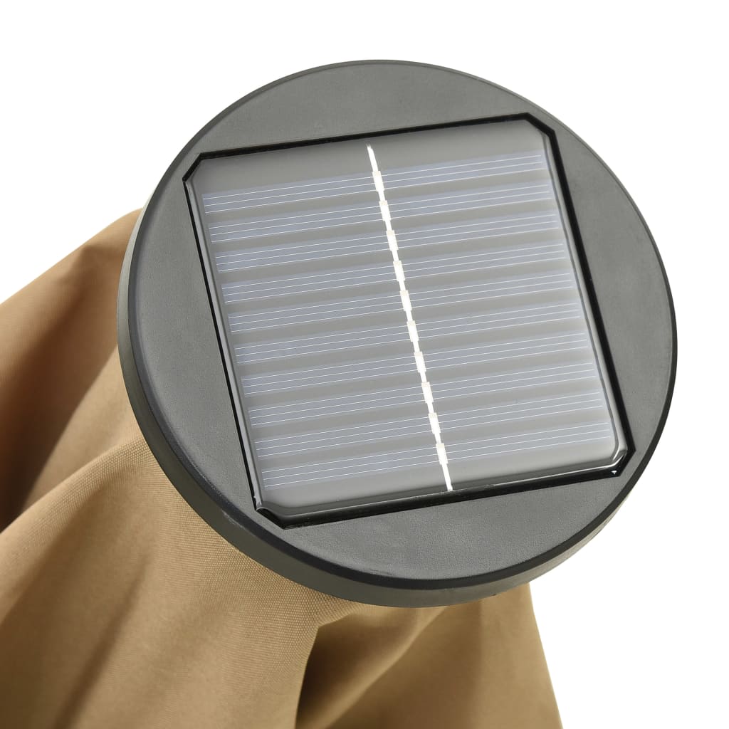 Vrtni suncobran LED smeđesivi 200 x 211 cm aluminijski