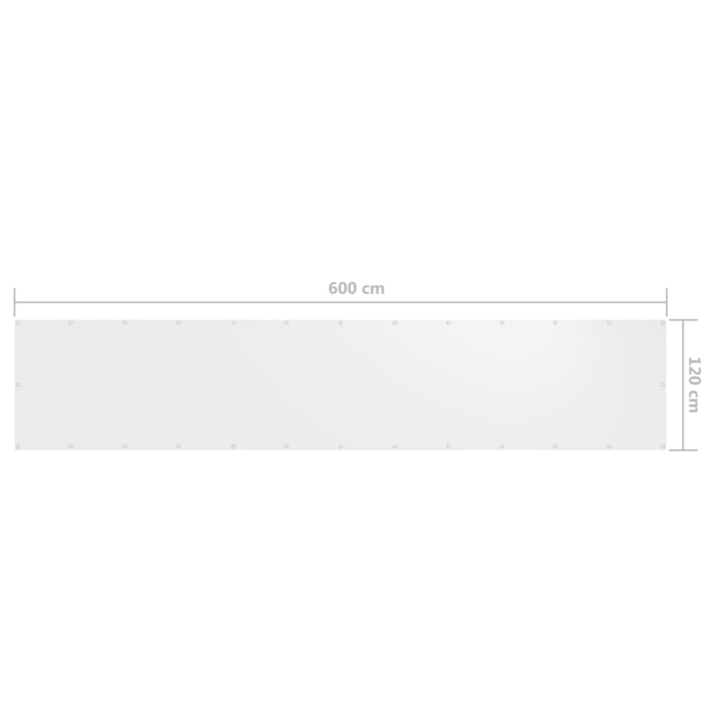 Balkonski zastor bijeli 120 x 600 cm od tkanine Oxford