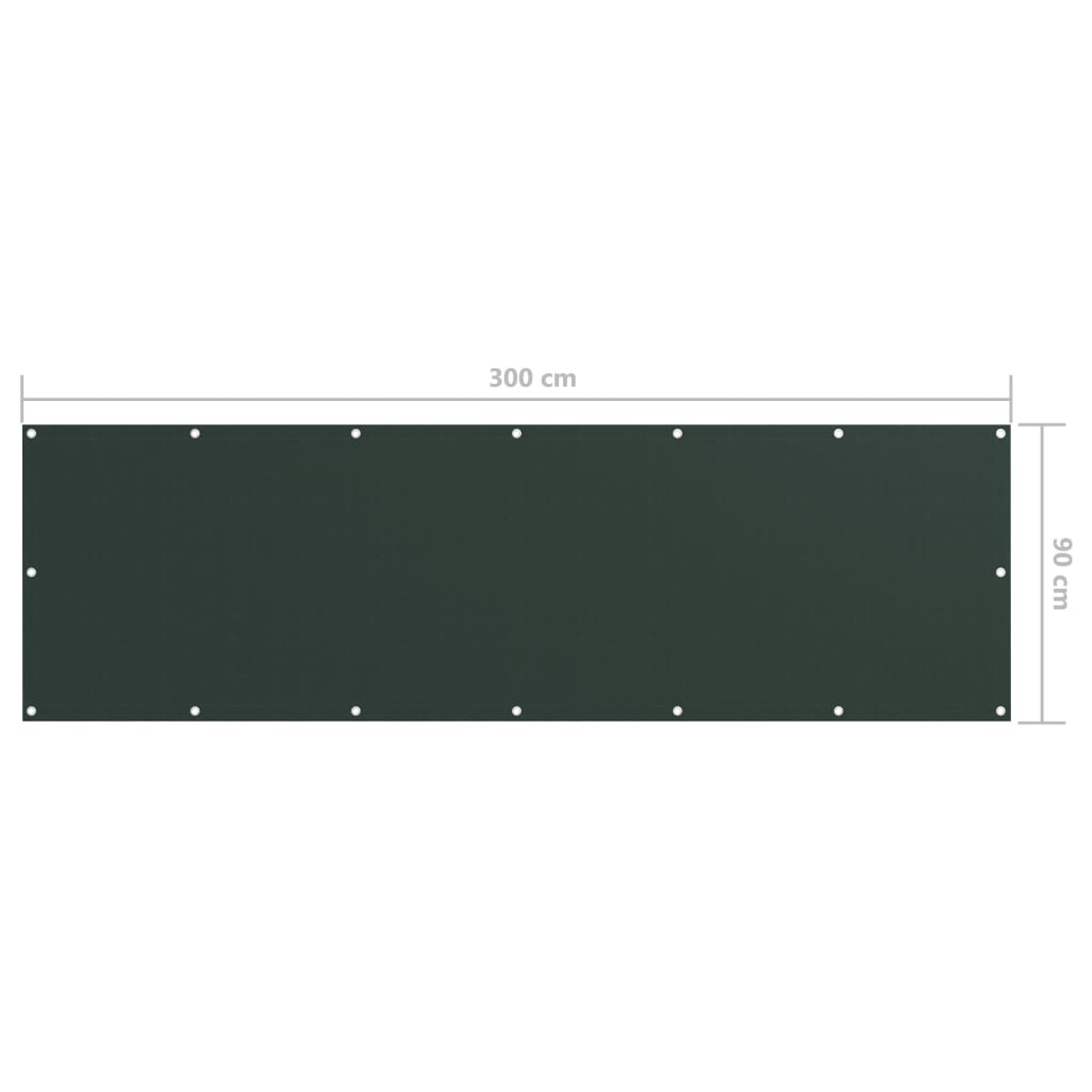 Balkonski zastor tamnozeleni 90 x 300 cm od tkanine Oxford