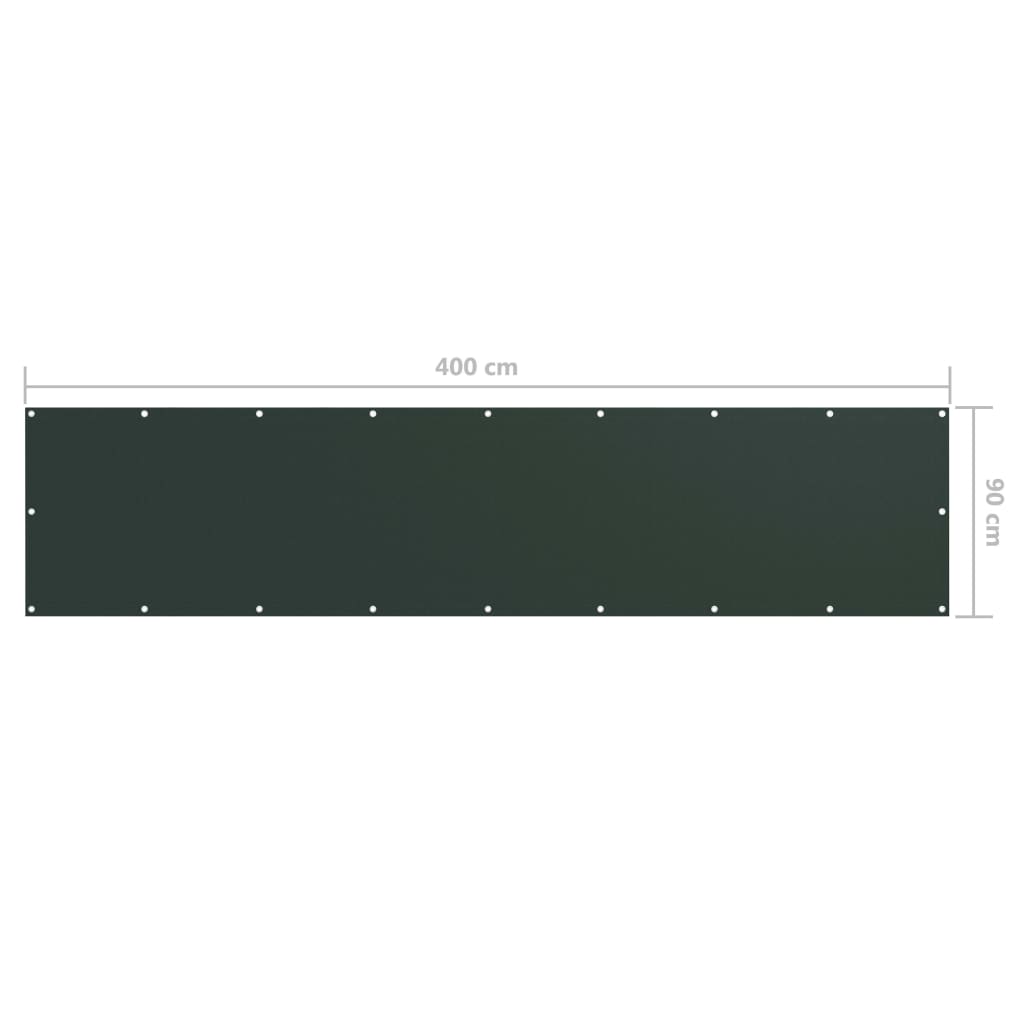 Balkonski zastor tamnozeleni 90 x 400 cm od tkanine Oxford
