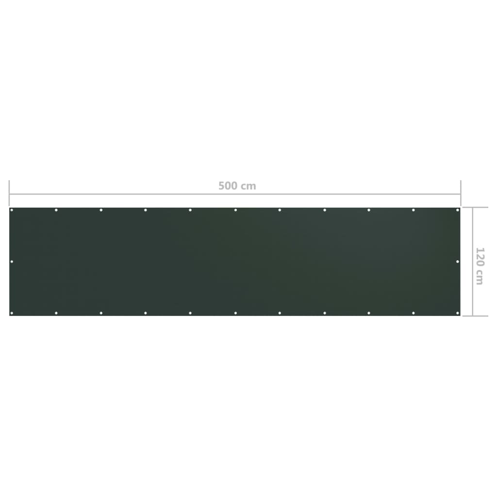 Balkonski zastor tamnozeleni 120 x 500 cm od tkanine Oxford
