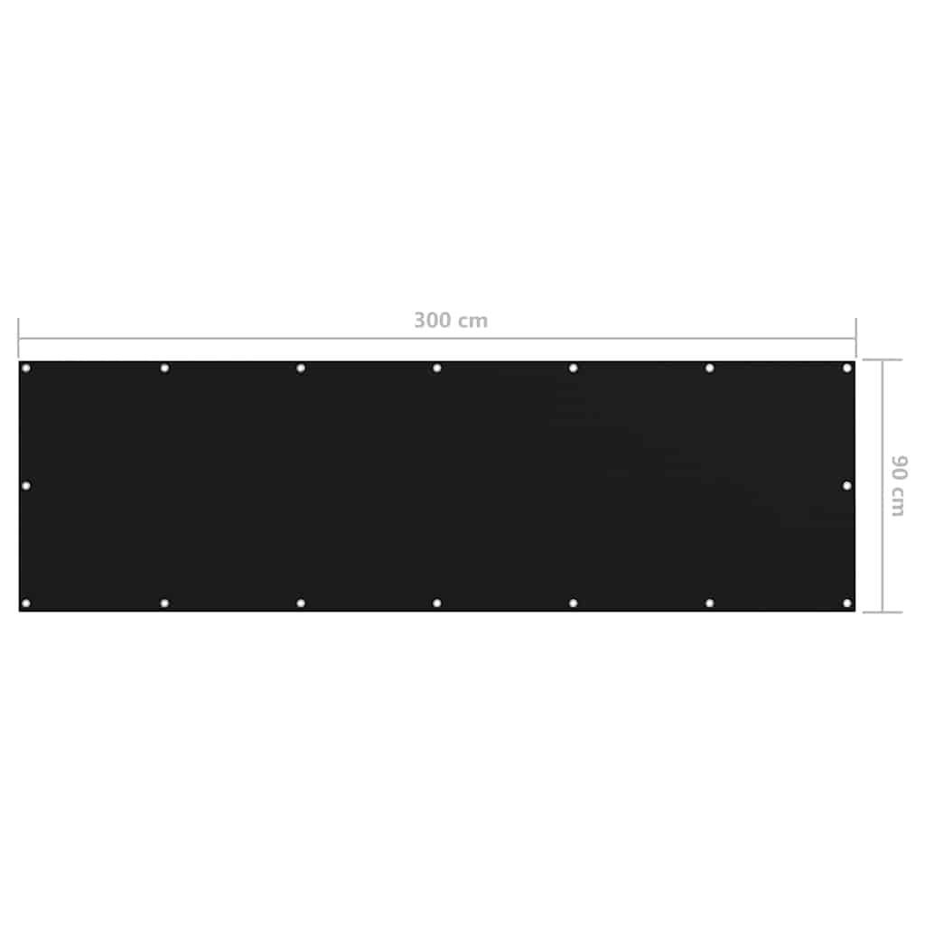Balkonski zastor crni 90 x 300 cm od tkanine Oxford