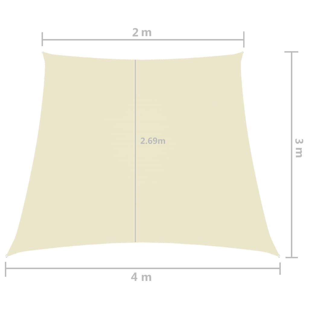 Jedro protiv sunca od tkanine Oxford trapezno 2/4 x 3 m krem