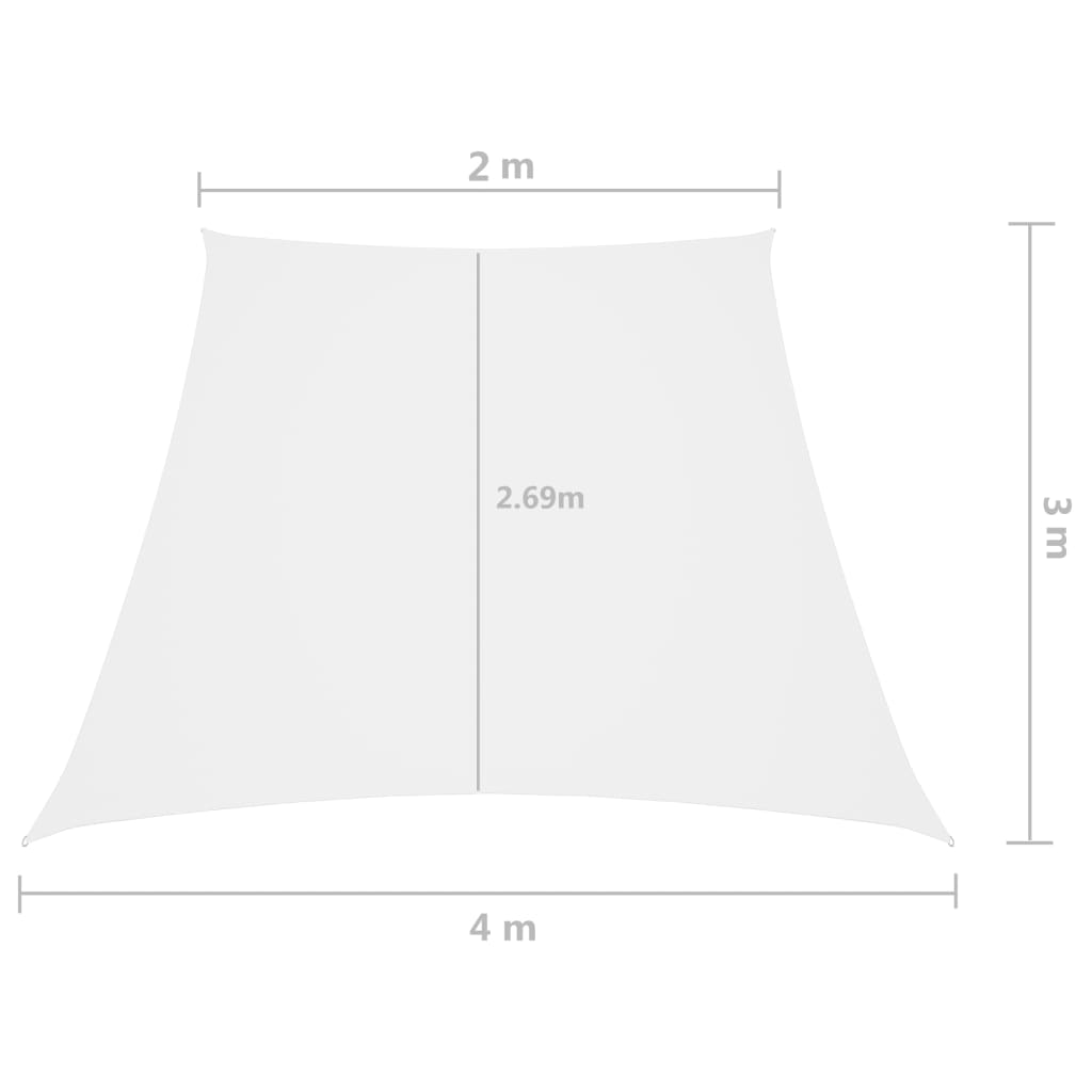 Jedro protiv sunca od tkanine Oxford trapezno 2/4 x 3 m bijelo