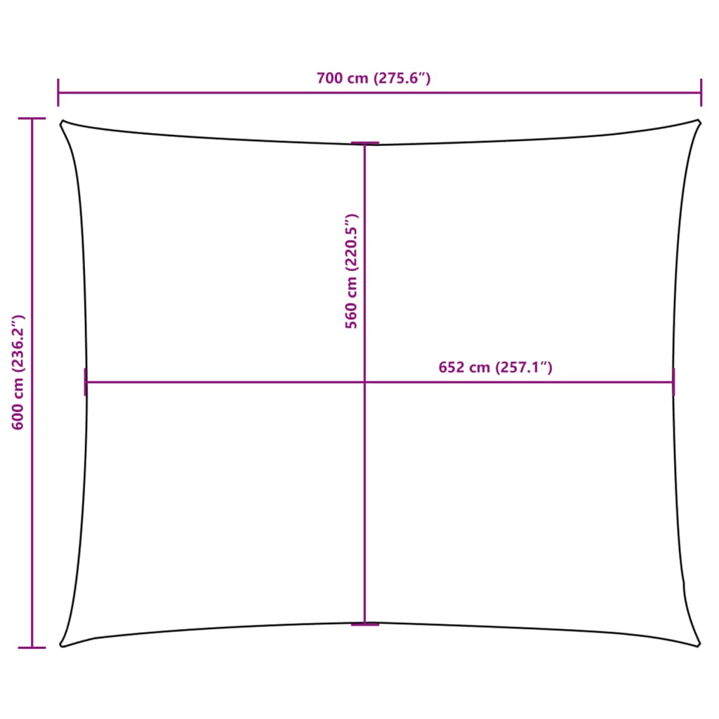 Jedro protiv sunca od tkanine Oxford pravokutno 6 x 7 m crno