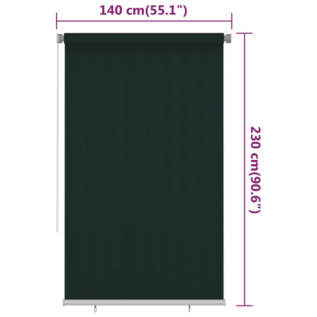 Vanjska roleta za zamračivanje 140 x 230 cm tamnozelena HDPE