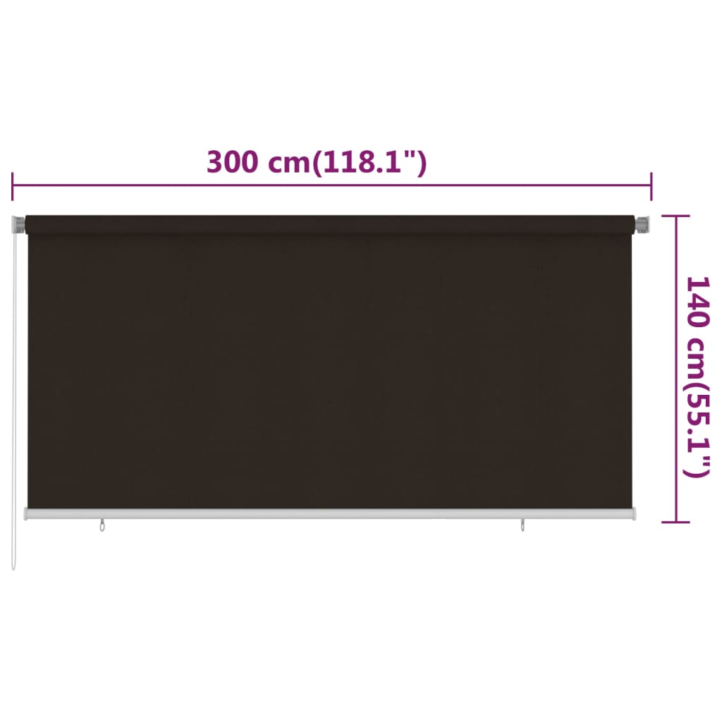 Vanjska roleta za zamračivanje 300 x 140 cm smeđa HDPE