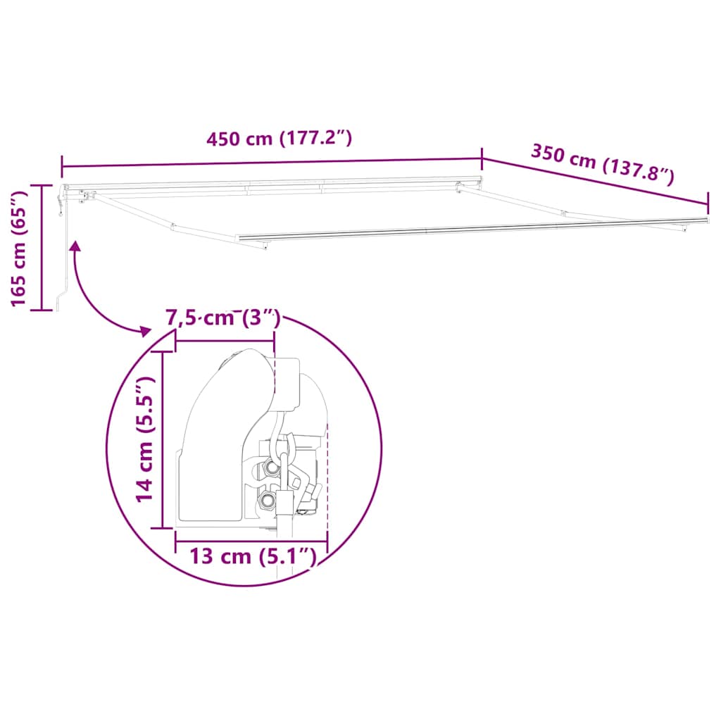 Okvir tende Bijelo 450 × 350 cm Aluminij