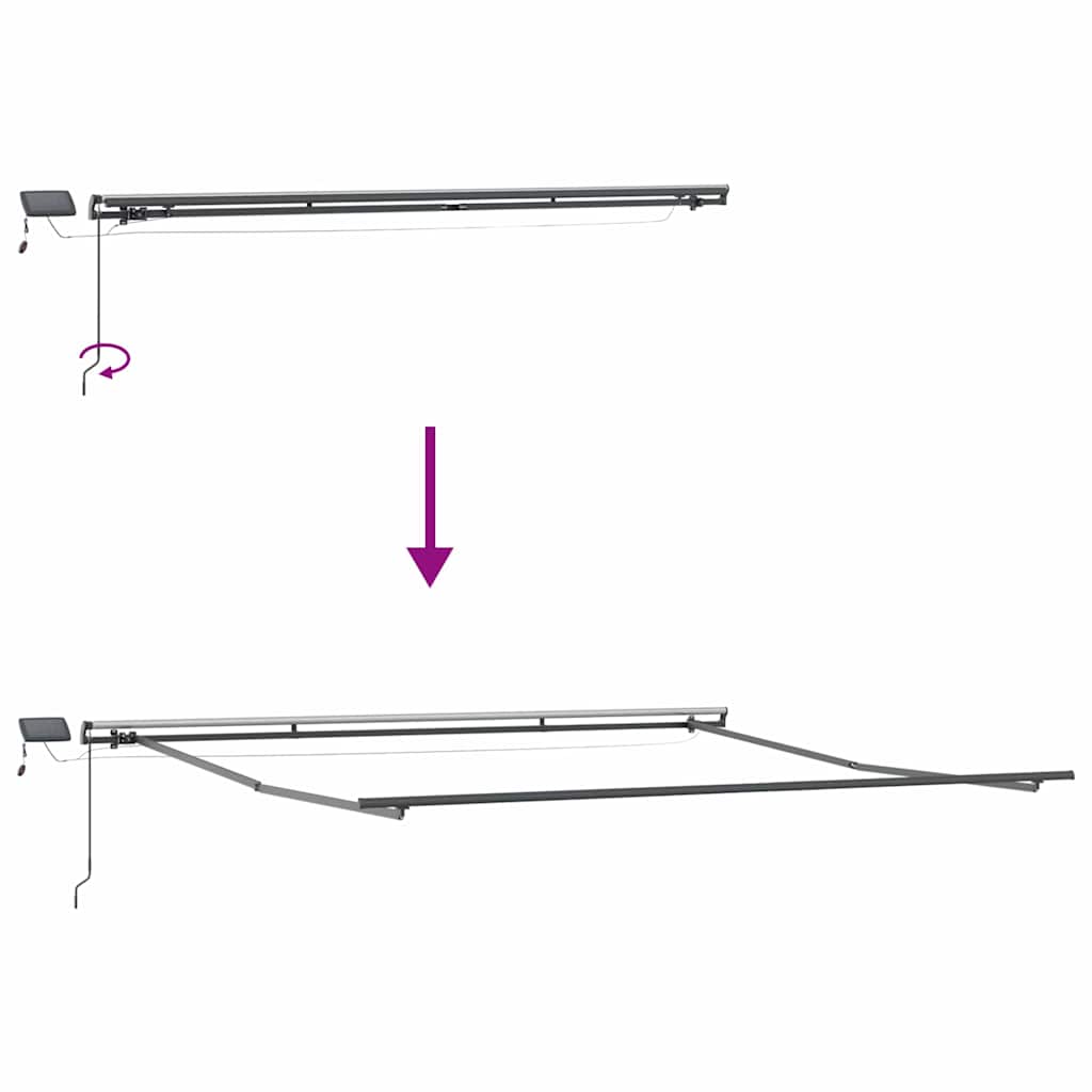 Okvir tende S LED lampica Antracit 500 × 350 cm Aluminij
