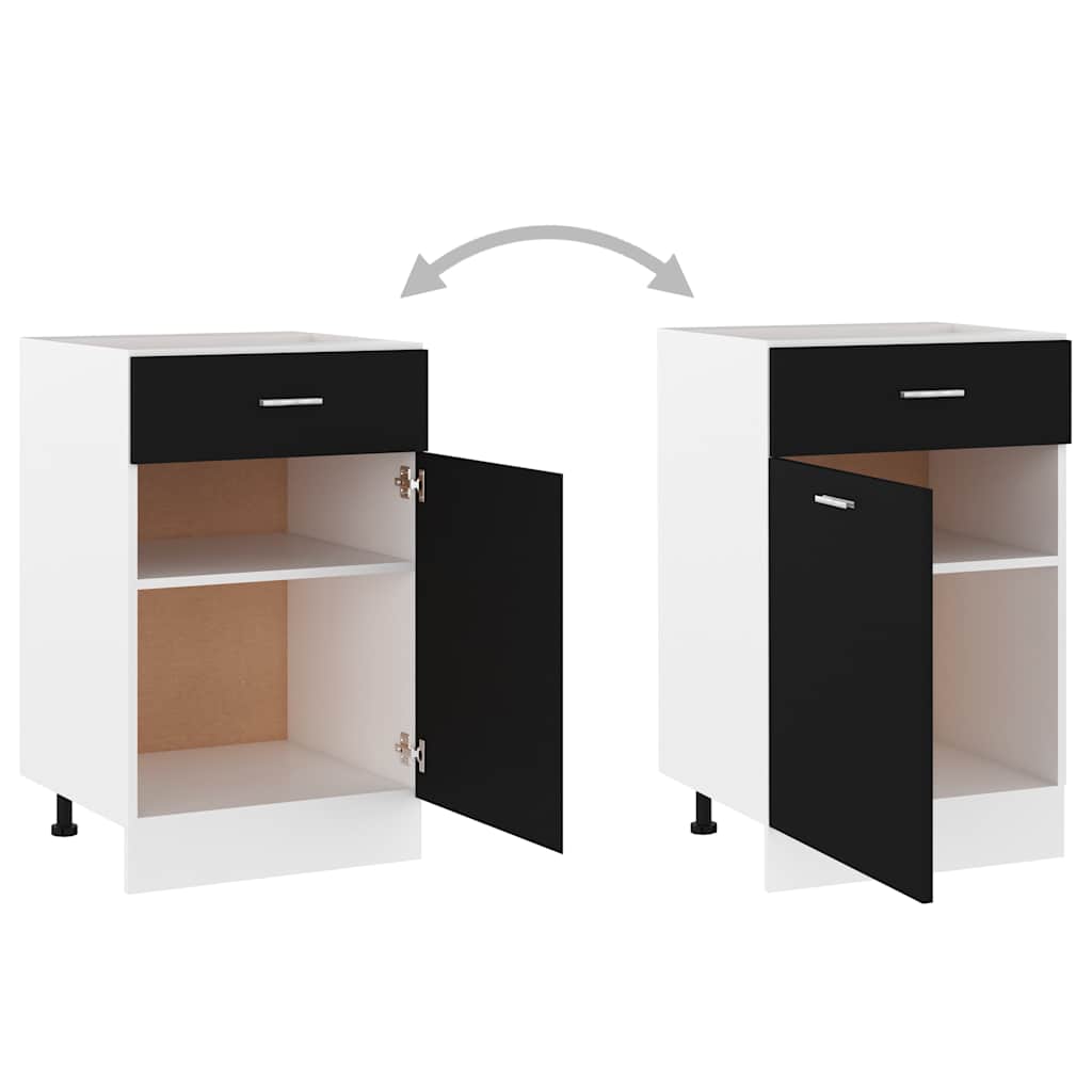 Ormarić s donjim ladicama "Lyon" Crni 50x46x81,5 cm Konstruirano drvo