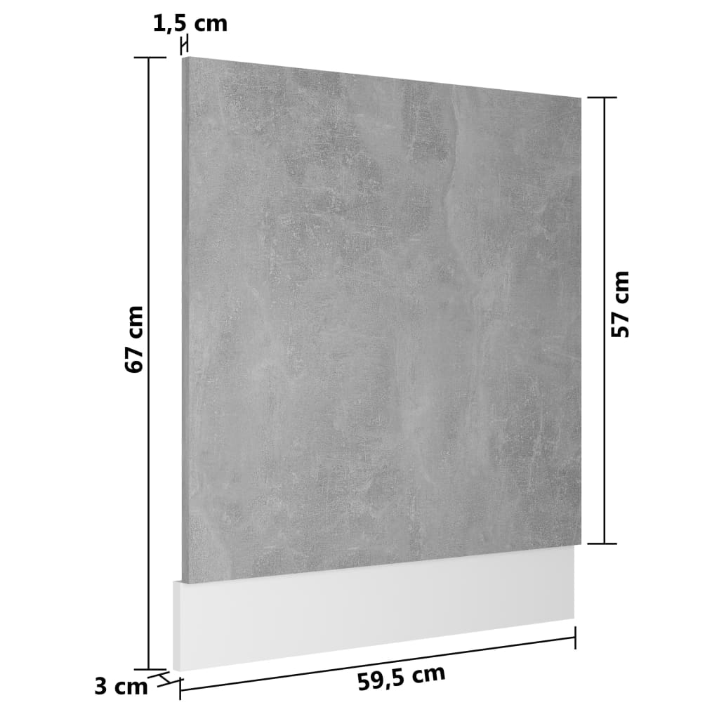 Panel za perilicu posuđa "Lyon" Betonsko siva 59,5x3x67 cm Inženjersko drvo