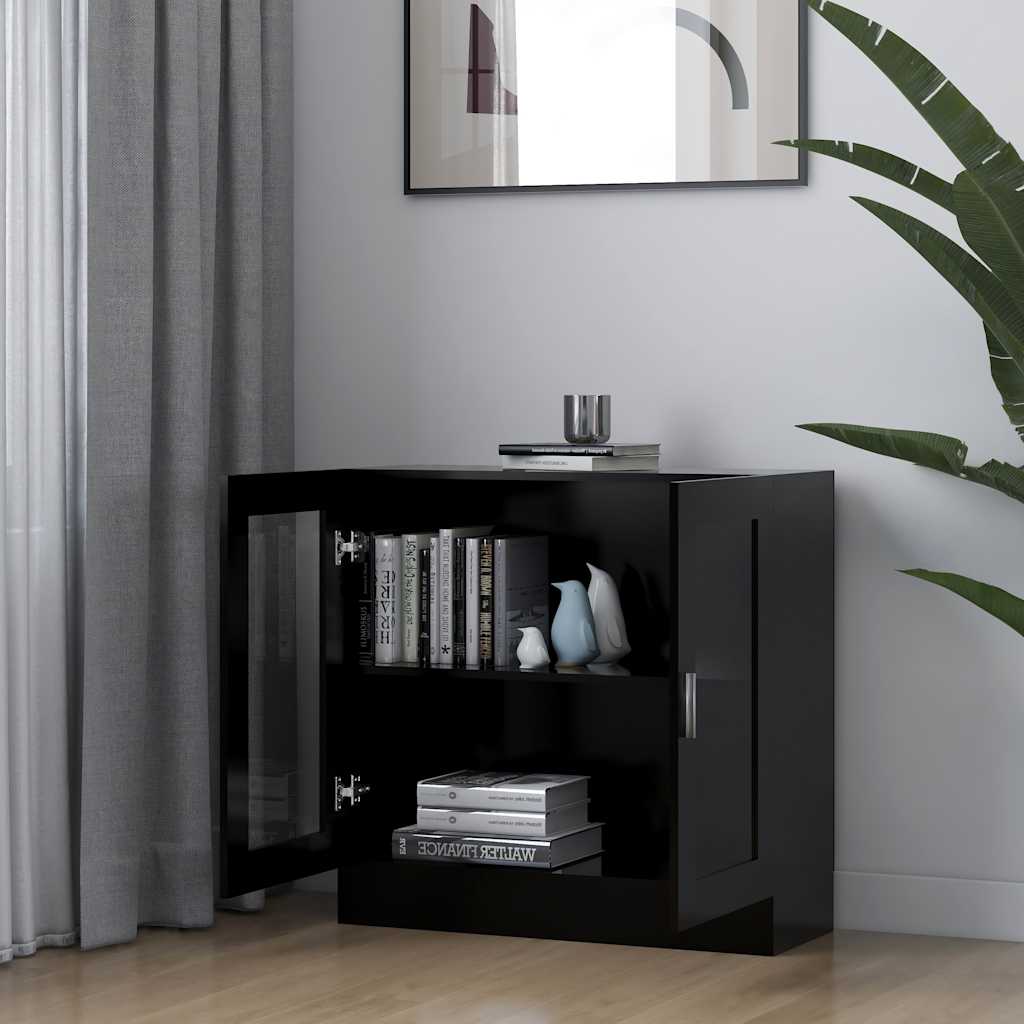 Vitrina crna 82,5 x 30,5 x 80 cm konstruirano drvo